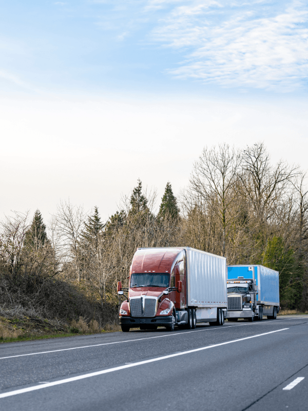 trucks on road
